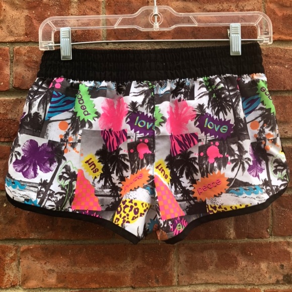 NWOT Neon Palm Tree Hollywood Active Shorts - Picture 2 of 6